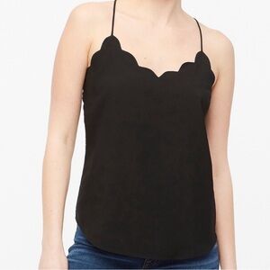 J Crew Scalloped Cami Camisole Tank Top Black